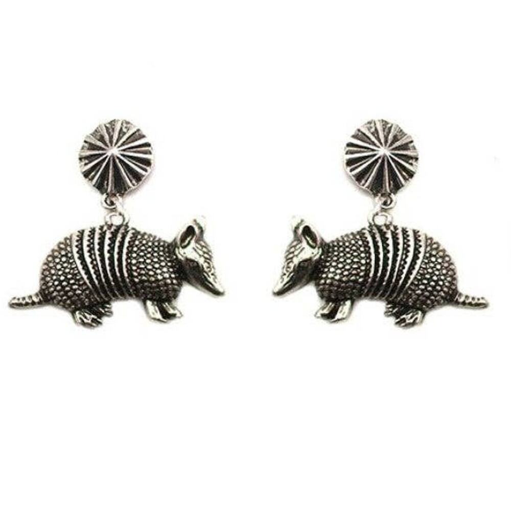 Western Armadillo Dangle Earrings | Novelty Boho Western Statement Earrings